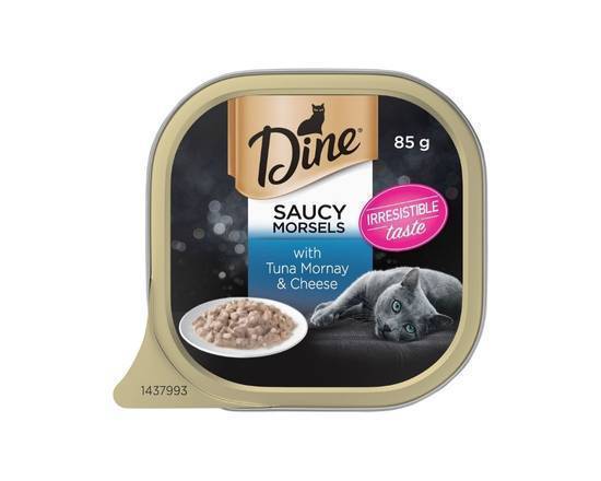 Dine Saucy Morsels with Tuna Mornay and Cheese Wet Cat Food Tray 85g