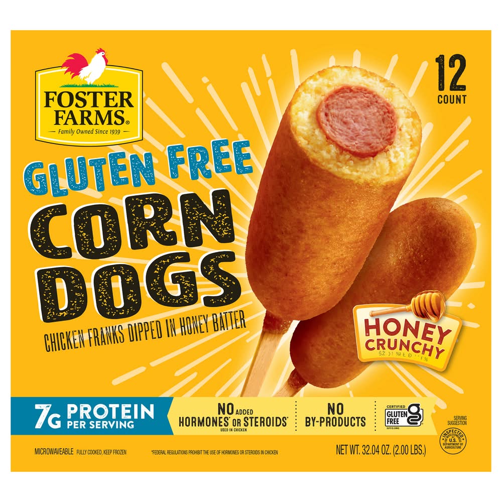 Foster Farms Gluten Free Corn Dogs, Honey Crunchy (2 lbs, 12 ct)