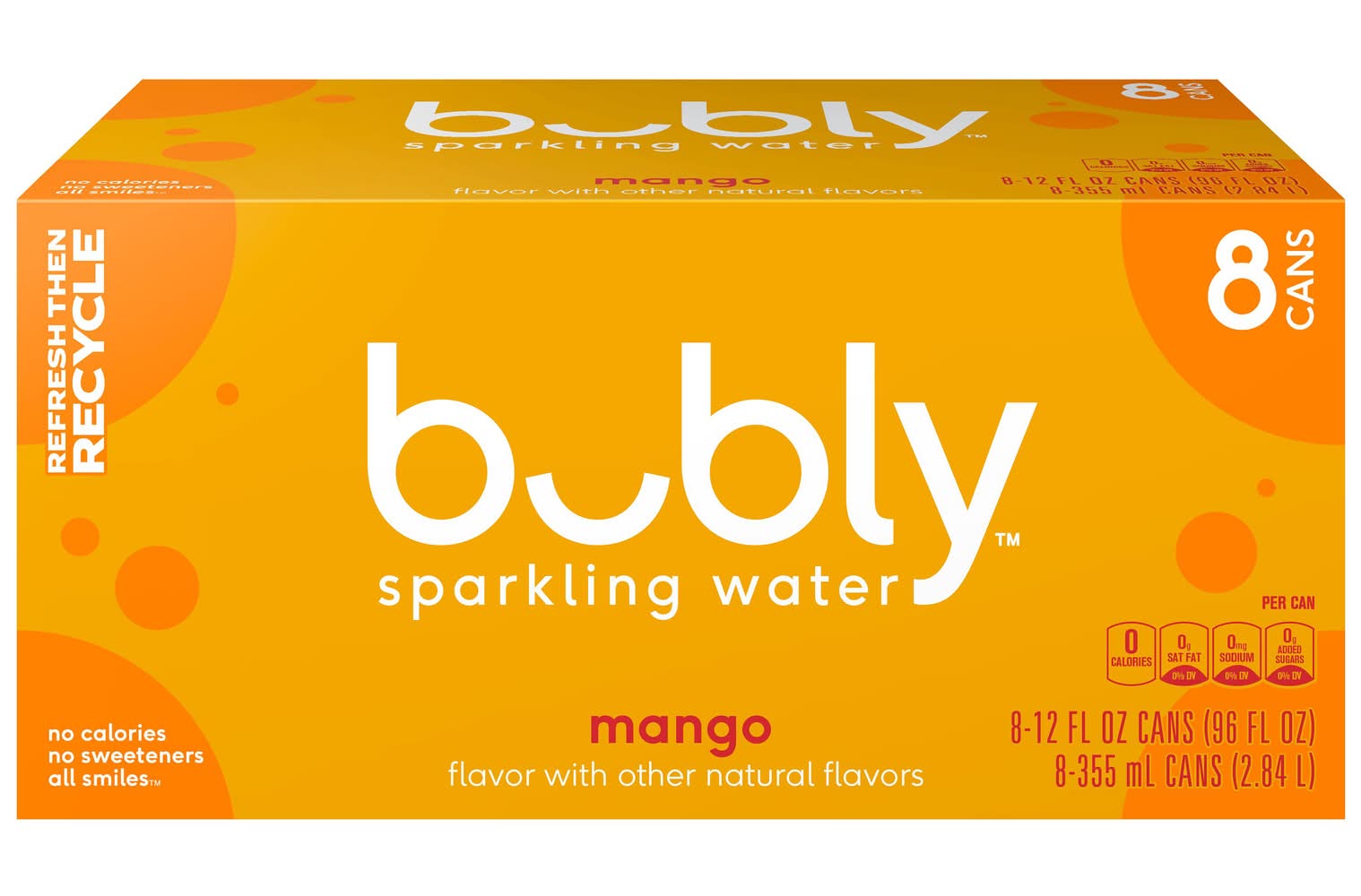 bubly Sparkling Water, Mango (8 x 12 fl oz)