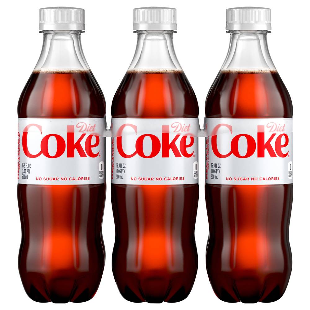 Diet Coke Soda Bottles (6 ct, 16.9 fl oz)