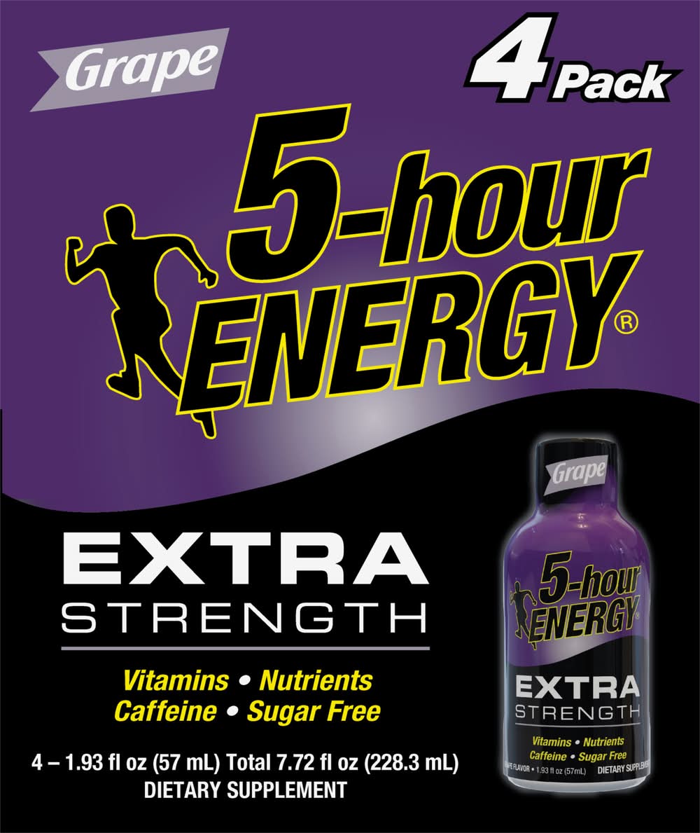 5 Hour Energy Extra Strength Energy Shot, Grape (4 x 1.93 fl oz)