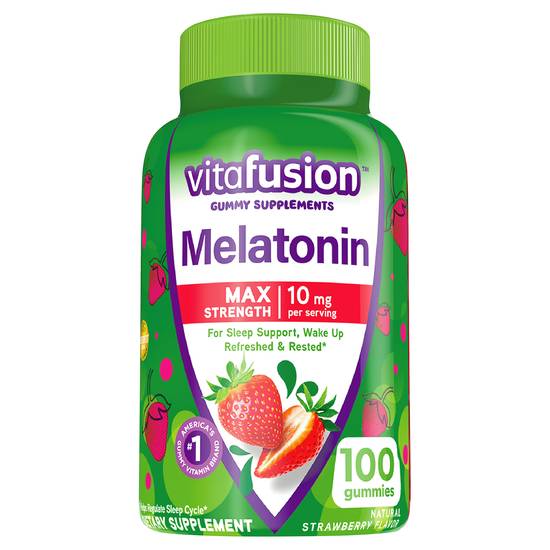 Vitafusion Strawberry Flavored Max Strength Melatonin, 100 ct