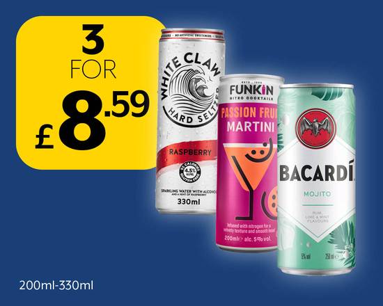 Pre mixed Alcohol 3 for £8.59