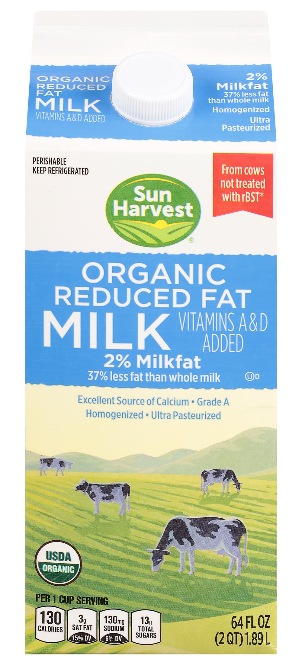 Sun Harvest Organic Reduced Fat Milk (64 fl oz)