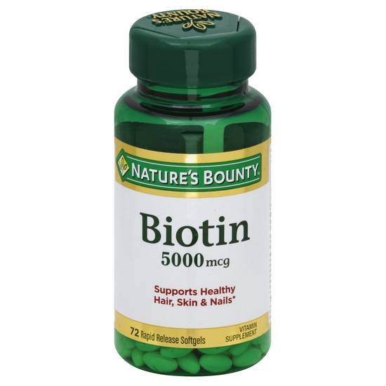 Nature's Bounty Biotin 5000 Mcg Vitamin Supplement (72 ct)