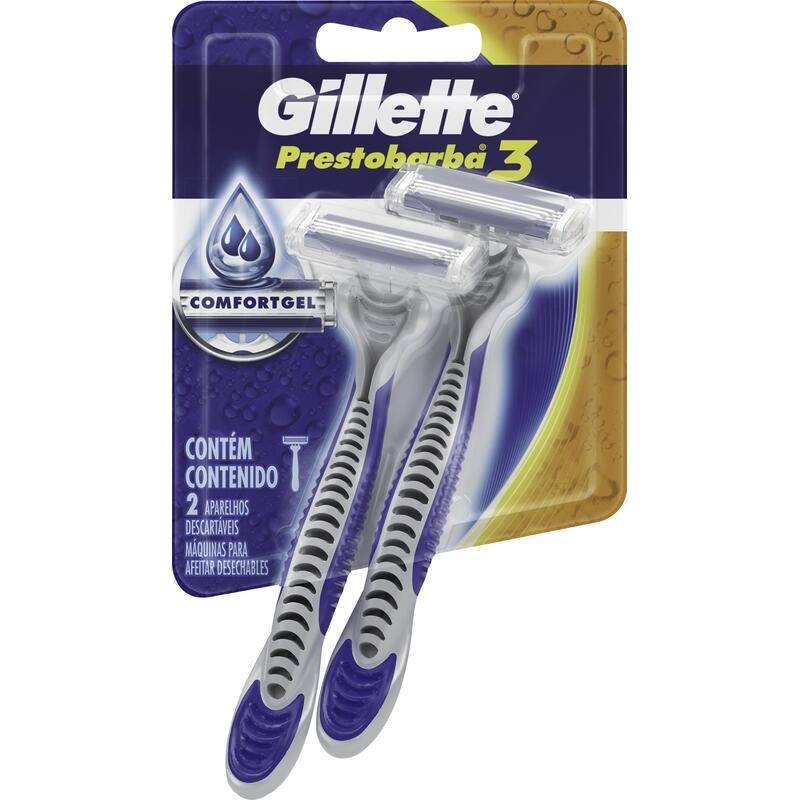 Gillette aparelho de barbear prestobarba 3 comfortgel (2 un)
