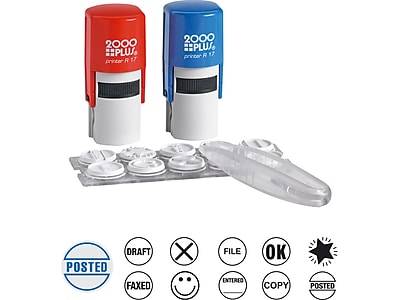 2000 Plus Deluxe Office Kit Stamp Set, Assorted 5/8 Designs, Blue and Red Inks (030459)