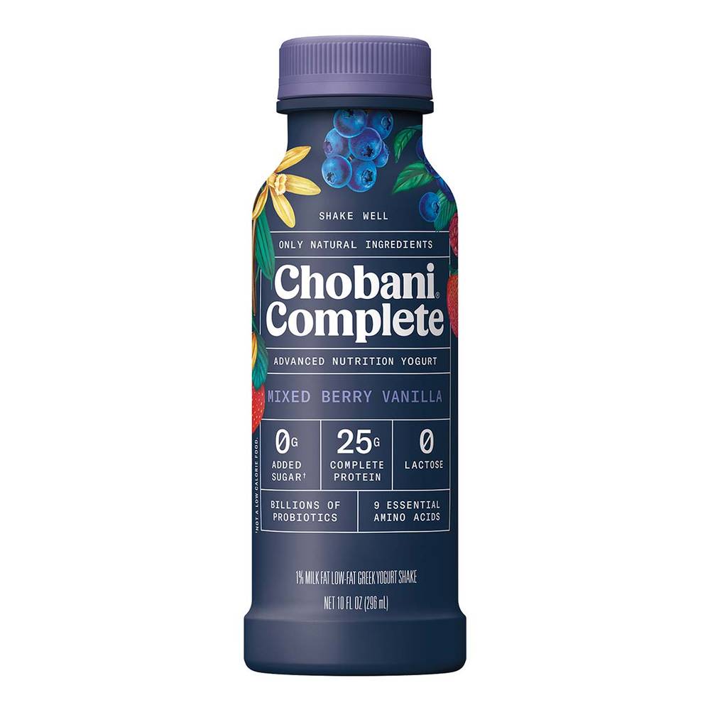 Chobani · Yoghurt griego deslactosado sin azúcar, frutos rojos-vainilla (296 ml)