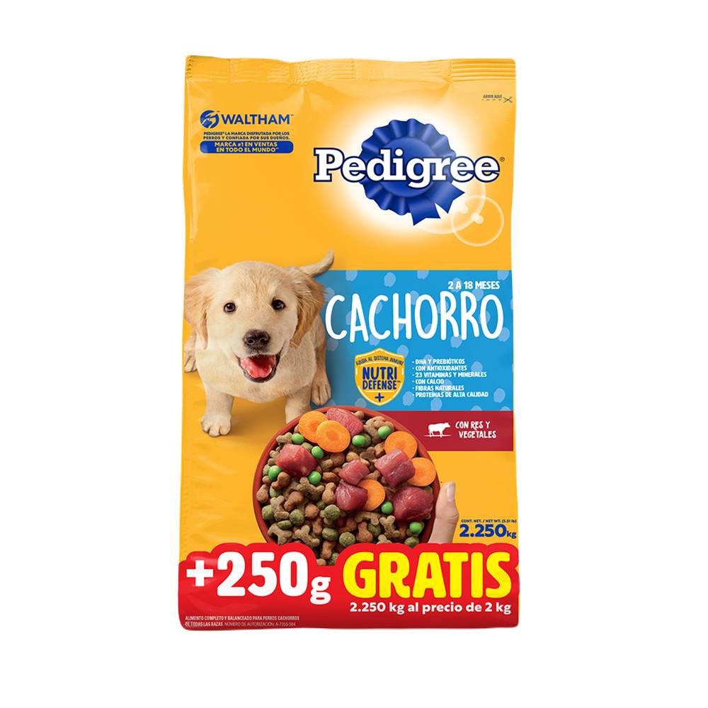 Pedigree · Alimento seco para perro con res y vegetales, Cachorro (2,25 kg)