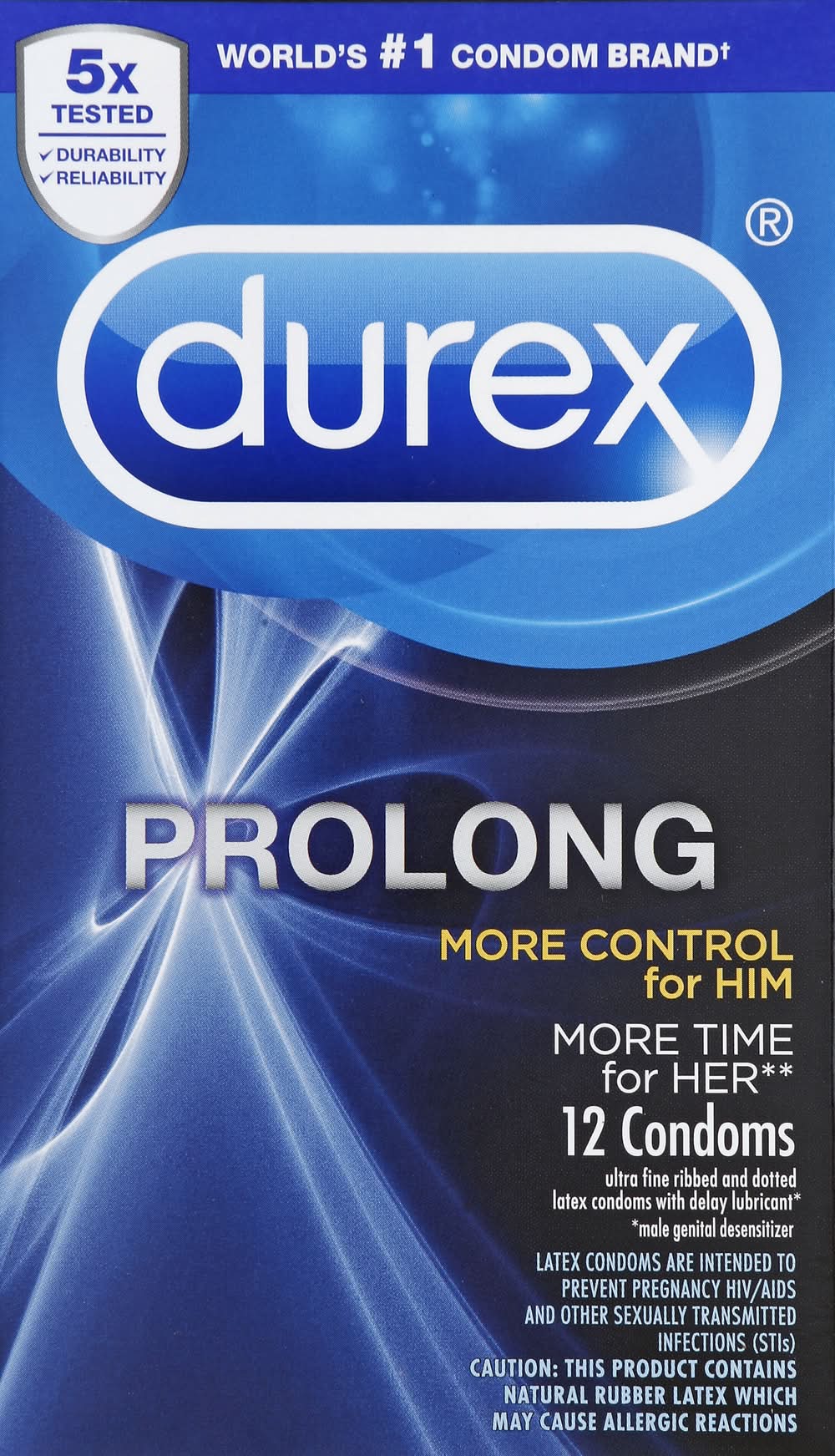 Durex Prolong Lubricated Latex Condoms (2.1 oz, 12 ct)