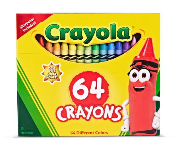 Crayola® Standard Crayons With Built-In Sharpener, Assorted Colors, Box Of 64 Crayons