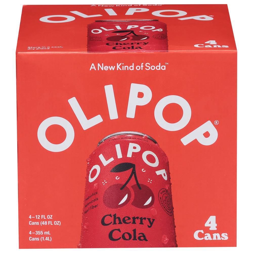 Olipop Prebiotic Cola, Cherry (4 x 12 fl oz)