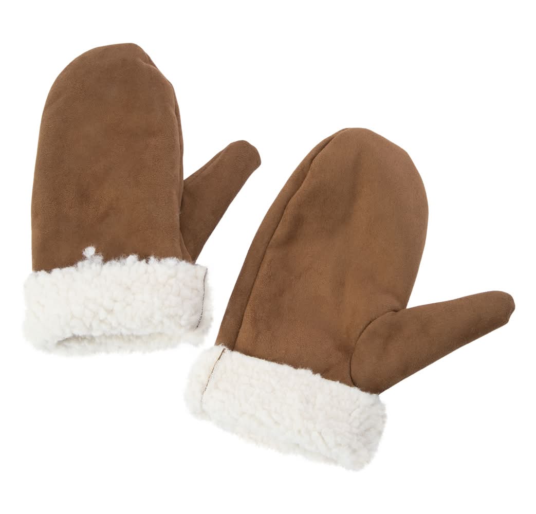 Faux Suede & Sherpa Mittens