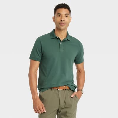 Goodfellow & Co. Every Wear Polo Shirt, Men, S, Dark Green