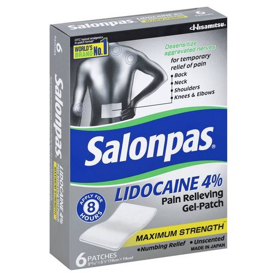 Hisamitsu Salonpas Lidocaine 4% Pain Relieving Gel-Patches (6 ct)