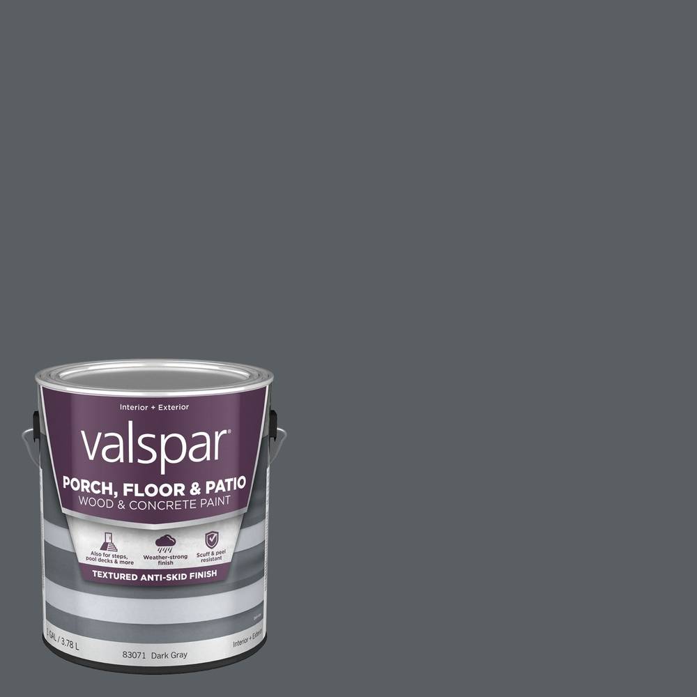 Valspar Dark Gray Satin Interior/Exterior Anti-skid Porch and Floor paint (1-Gallon) | 009.0083071.007