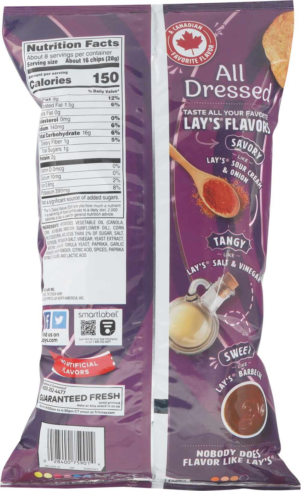all dressed lays potato chips Lay's Chips, 15.25 oz ensuring a snack that you can feel good about enjoying LAY'S All Dressed Flavored Potato