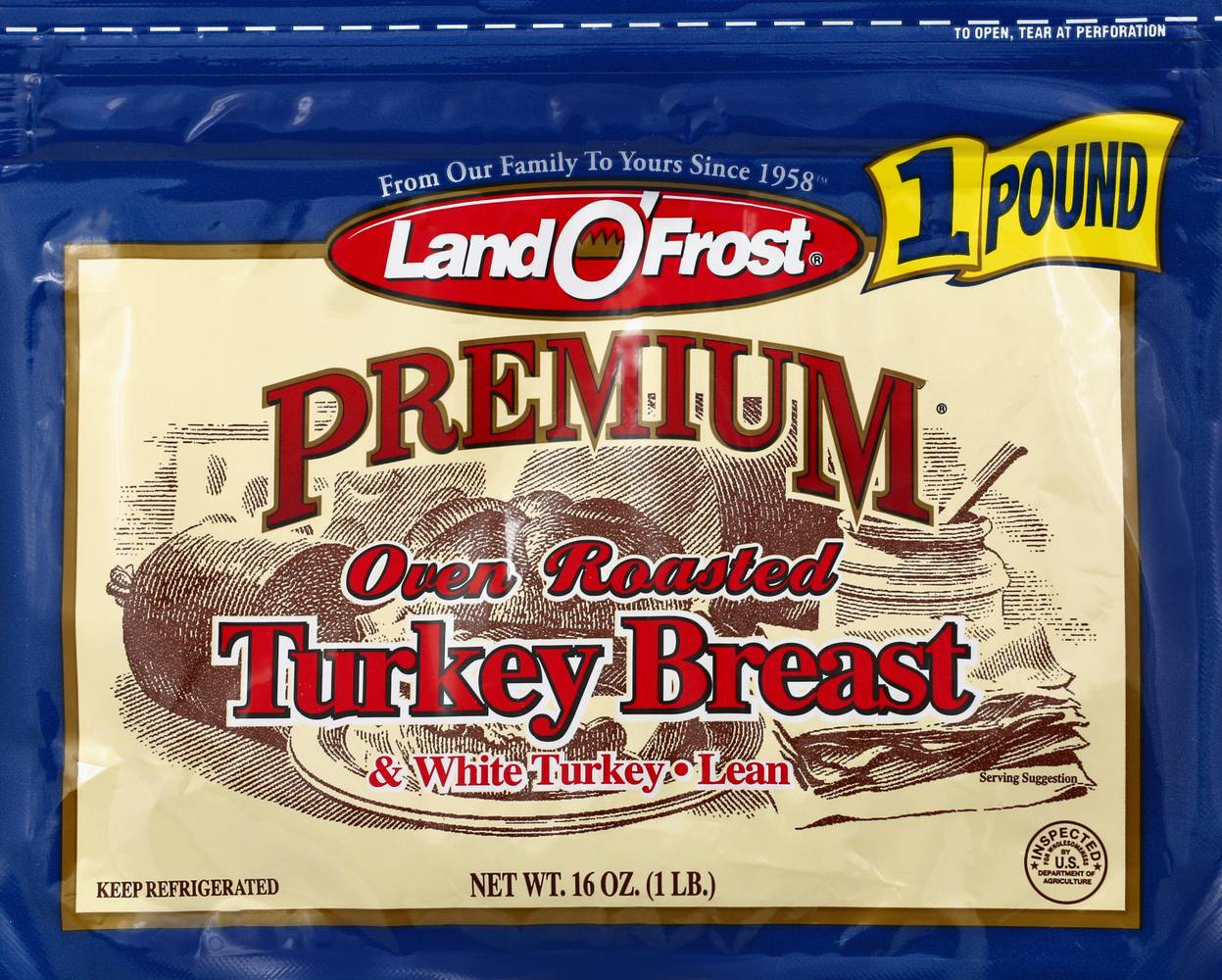 Land O' Frost Premium Oven Roasted White Turkey Breast (1 lbs)