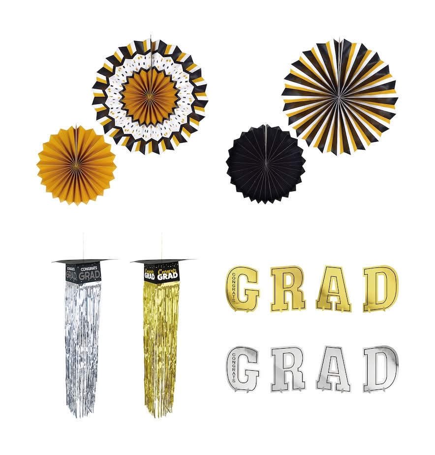 Seasonal Collection Graduation Fan Decor, Assorted Designs And Styles, 1-pc, 2-pc, And 4-pc Packs.