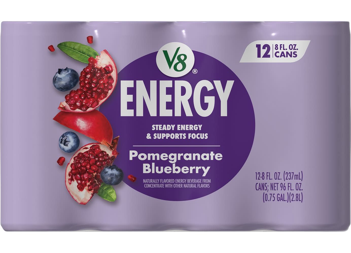 V8 Energy Drink, Pomegranate Blueberry (12 x 8 fl oz)