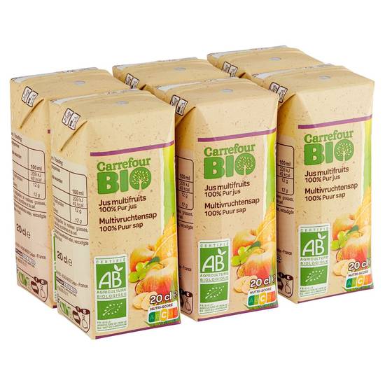 Carrefour Bio Jus Multifruits 100% Pur 6 x 20 cl