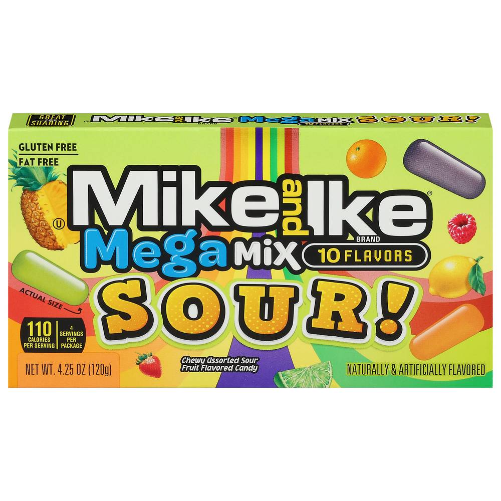 Mike And Ike Candy, Sour, Mega Mix, Assorted (4.25 oz)