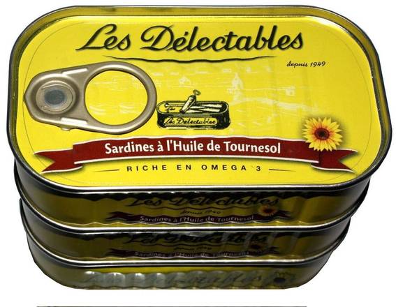 Les Délectables - Sardines à l'huile de tournesol (3 pièces)