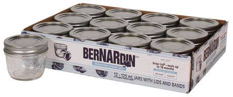 Bernardin Decorative Mason Jars With Lids (12 x 125 ml)