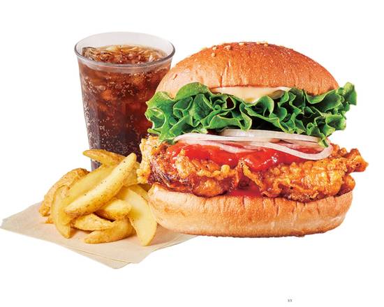 [セット]ホットチリチキンバーガー～HOT CHILI CHICKEN BURGER Combo～