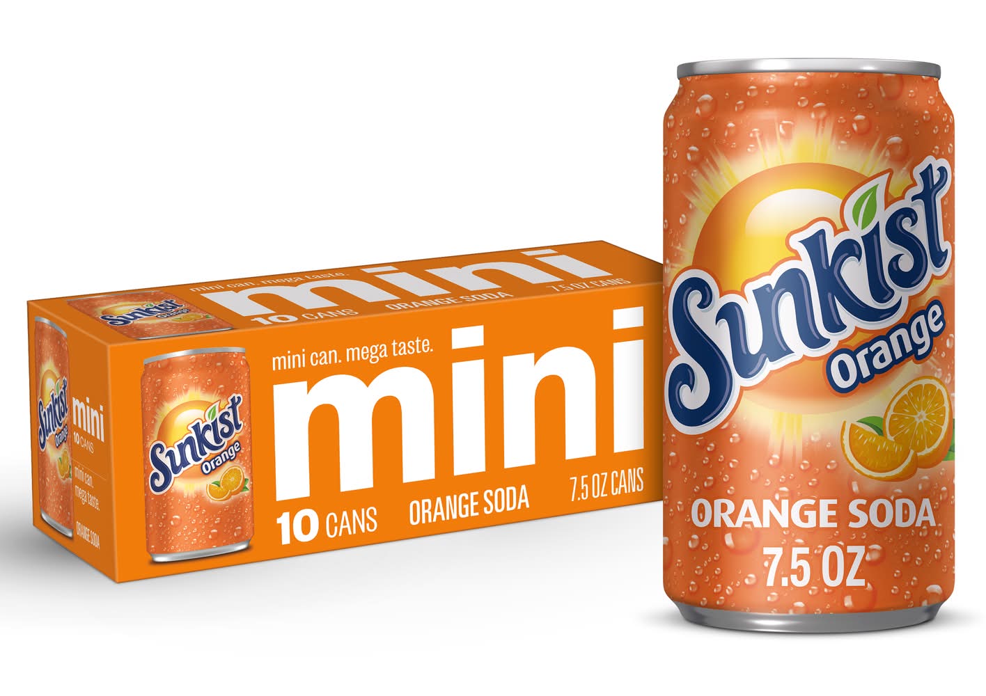 Sunkist Mini Fruit Flavored Soda, Orange (10 x 7.5 fl oz)