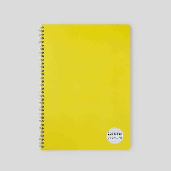Monoprix - Cahier à spirales 100 pages, 21 x 29,7 cm, jaune (90g)