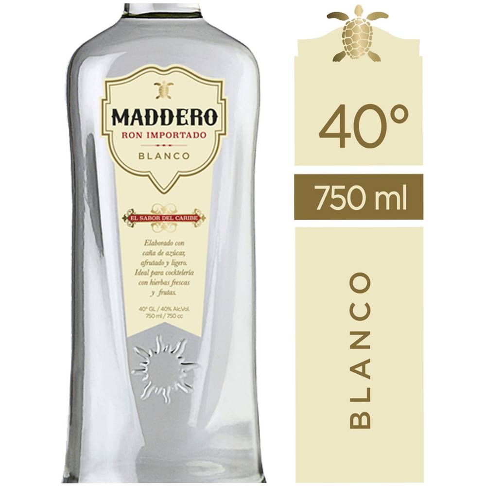Maddero ron blanco 40° (botella 750 ml)
