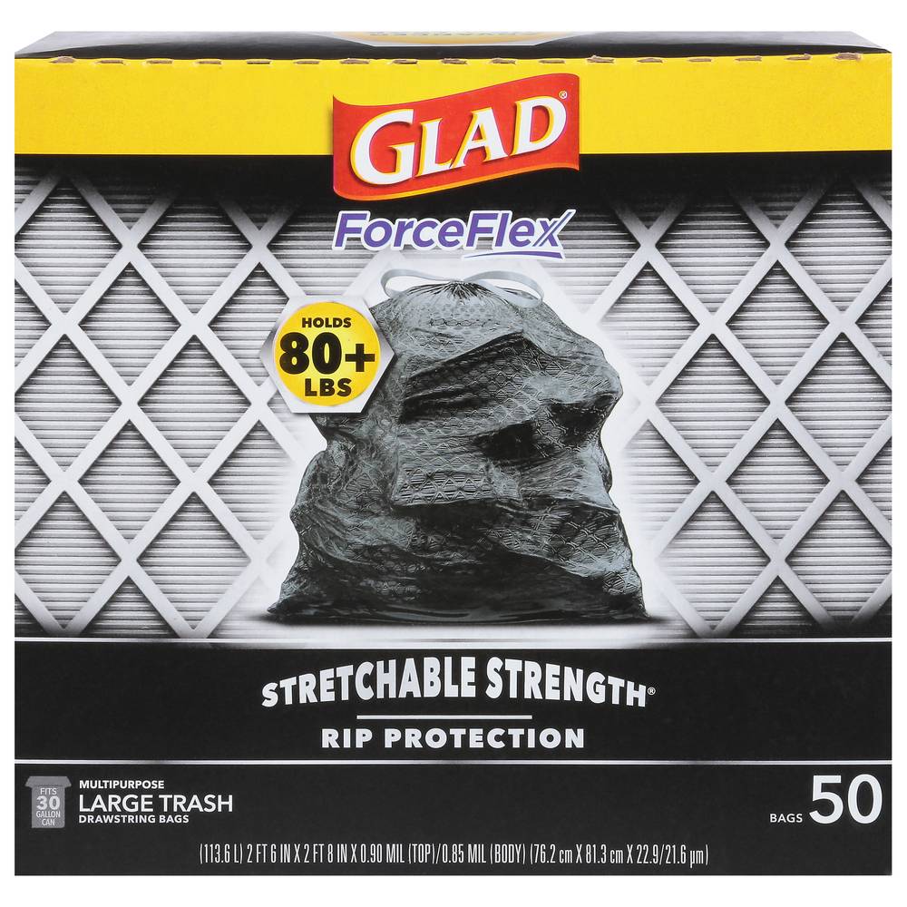 Glad Forceflexplus Drawstring Large Trash Bags