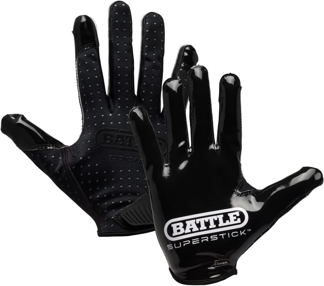 Battle Sports Sports Youth Doom Speed Receiver Football Gloves (Black, L)