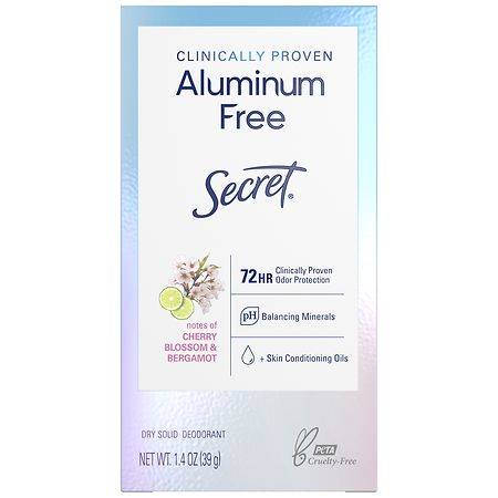 Secret Aluminum Free Deodorant Dry Solid Cherry  & Bergamot - 1.4 oz