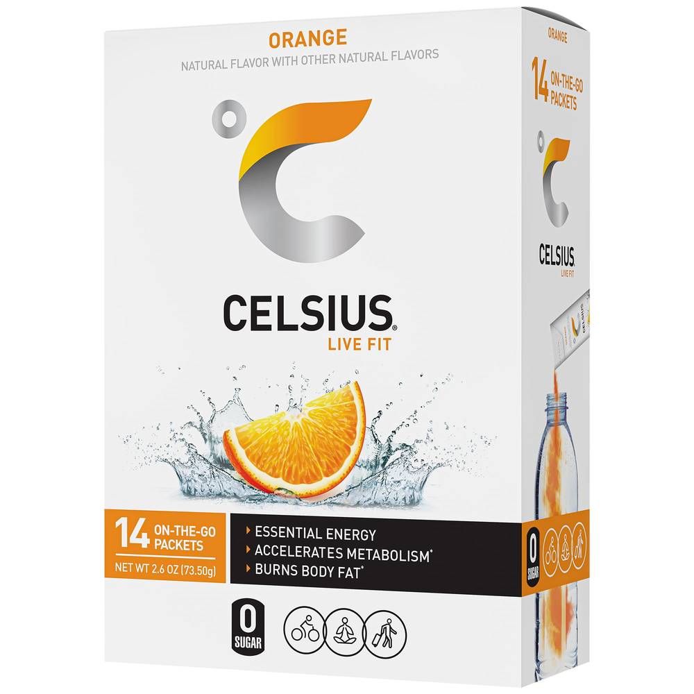 Celsius Energy Powder Drink Mix - Orange (14 Packets)