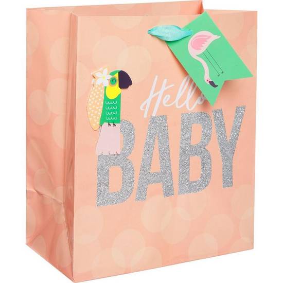 Glossy Tropical Hello Baby Gift Bag