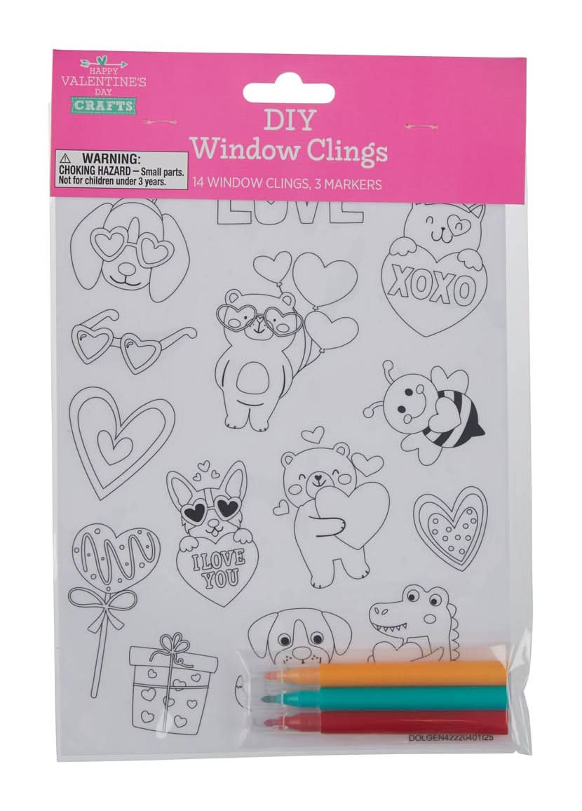 Happy Valentine'S Day Diy Window Clings 14 Ct Assorted