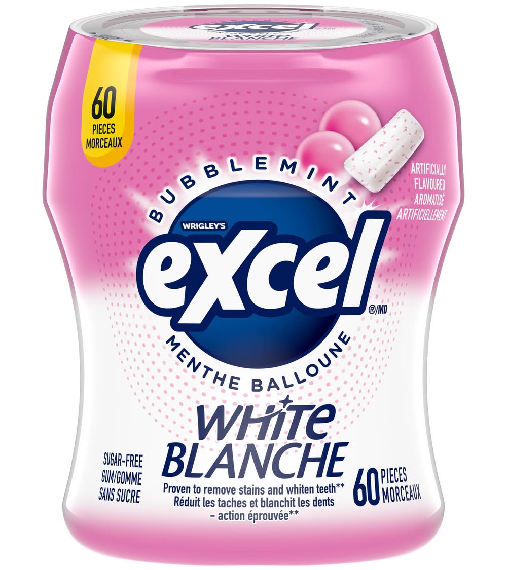Excel white gomme sans sucre - white sugar free gum (60 unités) (menthe balloune)