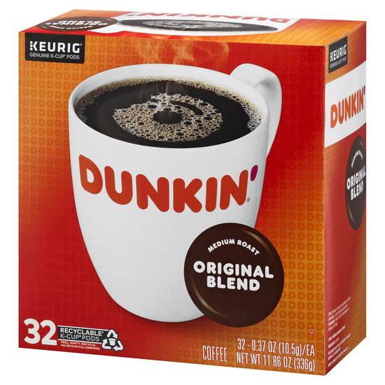 Dunkin' Medium Roast Original Blend Coffee Pods (32 ct, 0.37 oz)