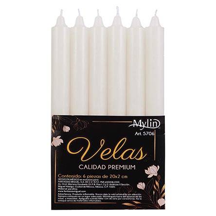 Mylin · Velas lisas, blanco (6 un)