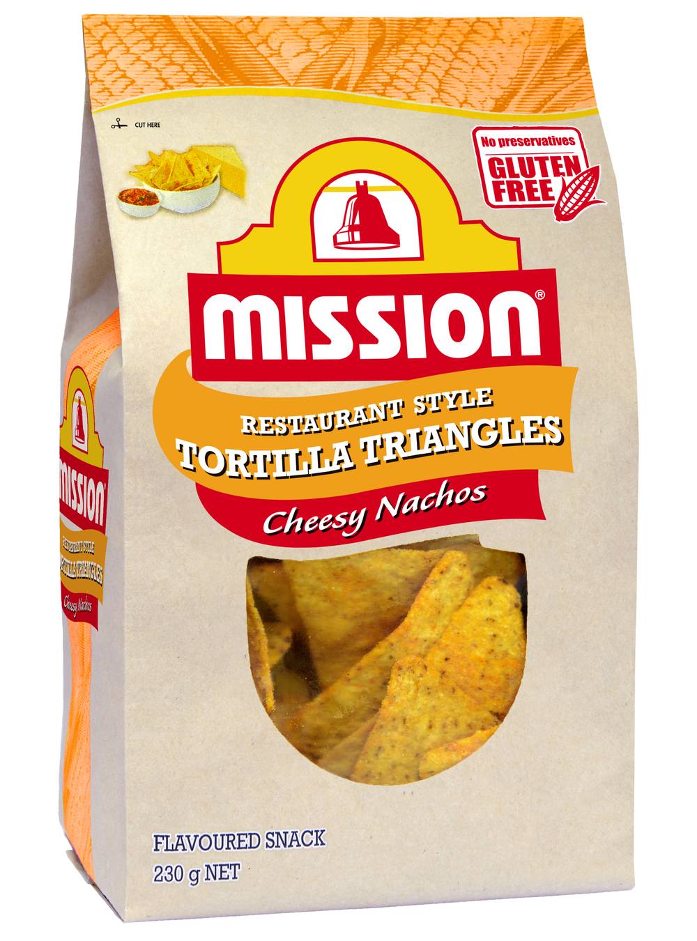Mission Restaurant Style Tortilla Triangles Chips, Cheesy Nachos (230g)