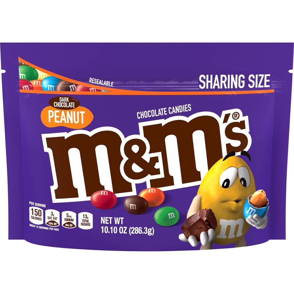 M&M'S Peanut Dark Chocolate Candy, Sharing Size, 9.4 oz Bag