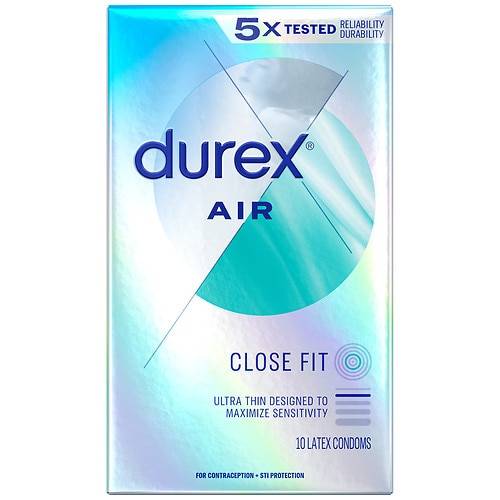 Durex Air Extra Thin, Transparent Natural Rubber Latex Condoms, Close Fit - 10.0 ea