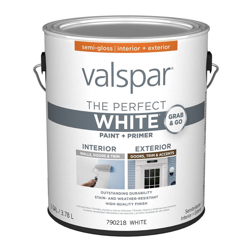 Valspar Semi-gloss Perfect White Latex Interior Paint + Primer (1-Gallon) | 007.0790218.007