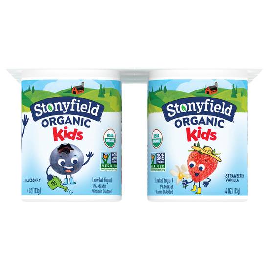 Stonyfield Organic Kids Strawberry Vanilla & Blueberry Lowfat Yogurt
