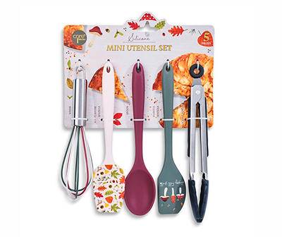 "Happy Fall" Purple & Dark Teal 5-Piece Mini Utensils Set