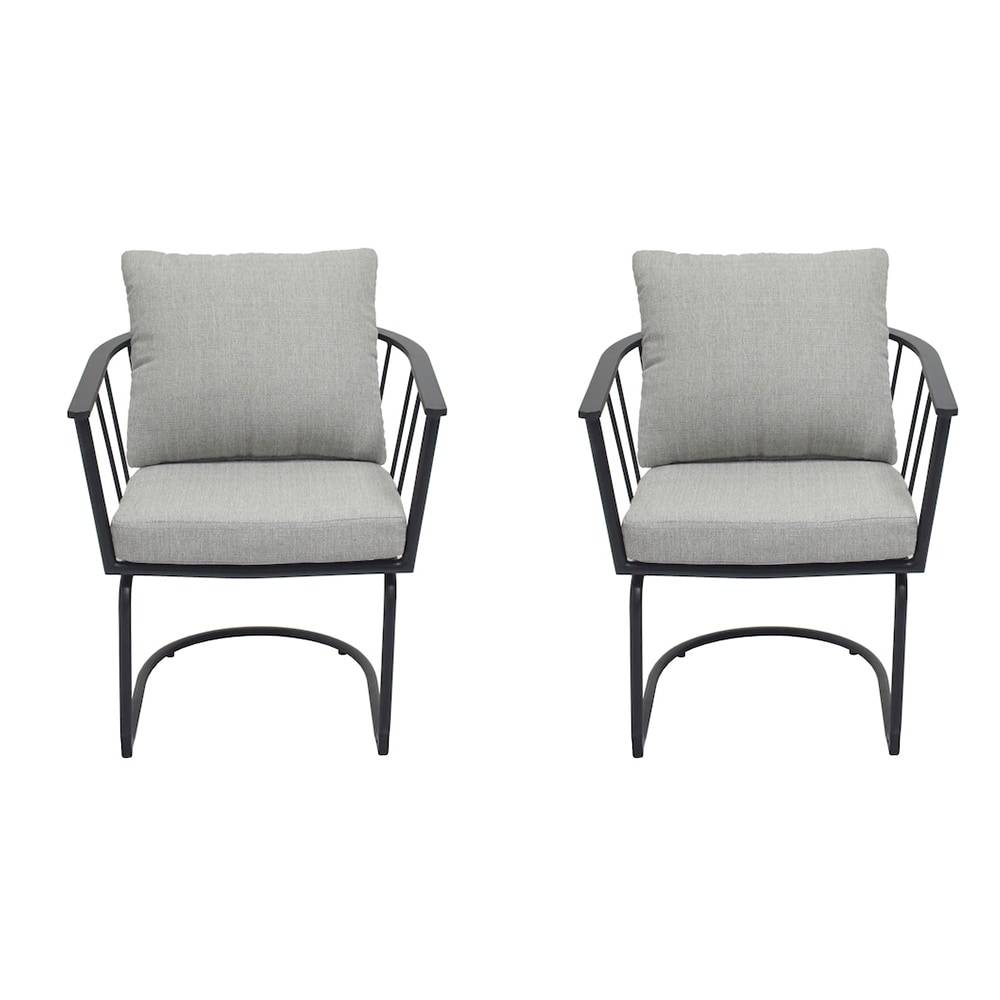 Style Selections Canyon Way Set of 2 Black Steel Frame Dining Chair with Gray Cushioned Seat | LG-23082-AC