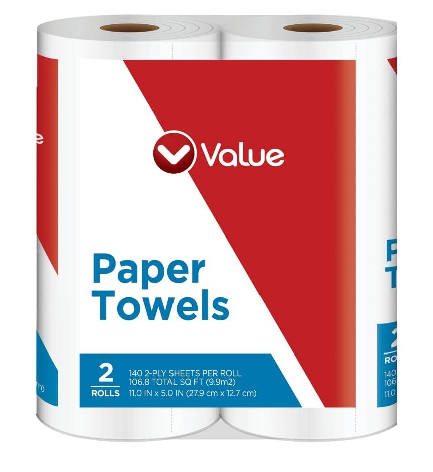 Great Value Paper Towel Rolls, 11x5 in (2 ct)