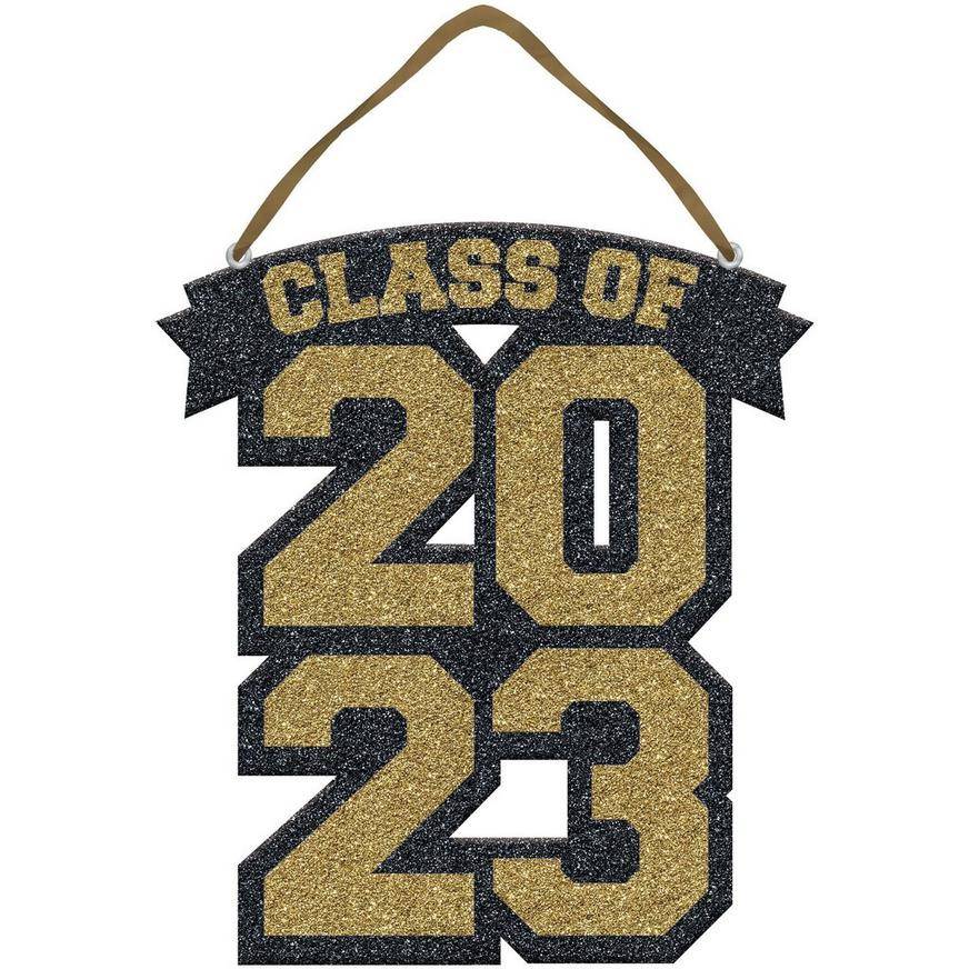 Glitter Gold Class of 2023 Graduation Foam Sign, 9.25in x 10in